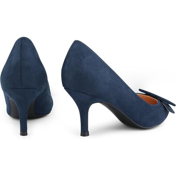 🆕Women's Blue Kitten Heels Closed Pointy Toe Pumps Stiletto Heels Office Shoes - Picture 3 of 8
